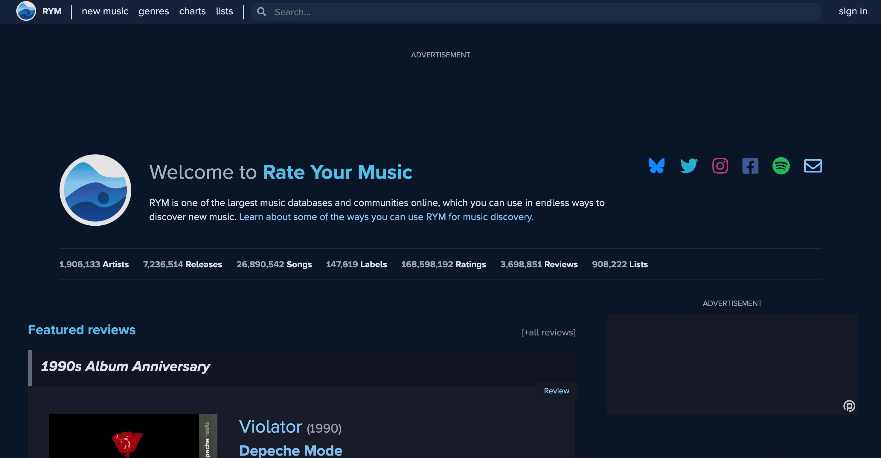 RYM home page